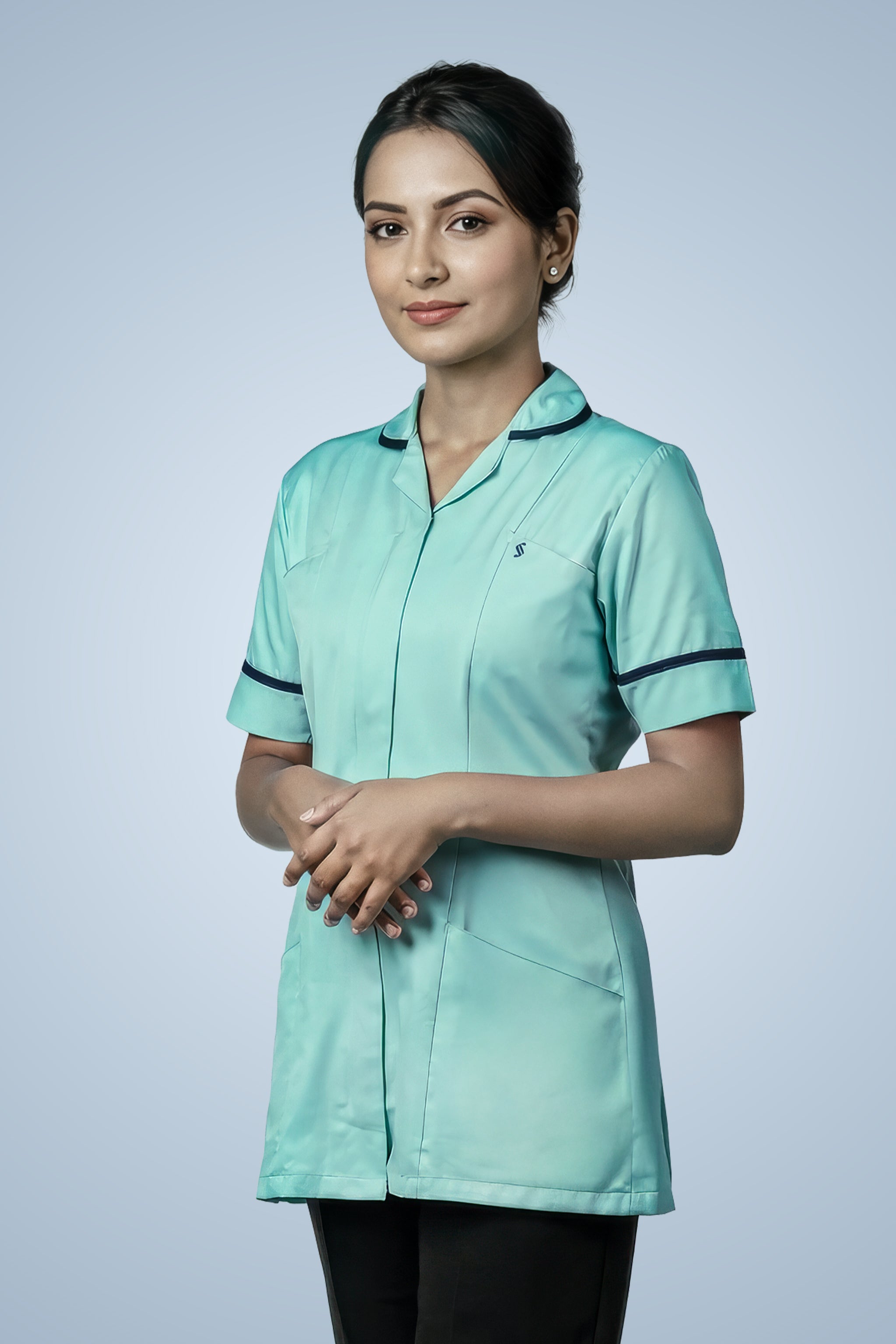 Merton Classic Tunic - Aqua & Navy Blue