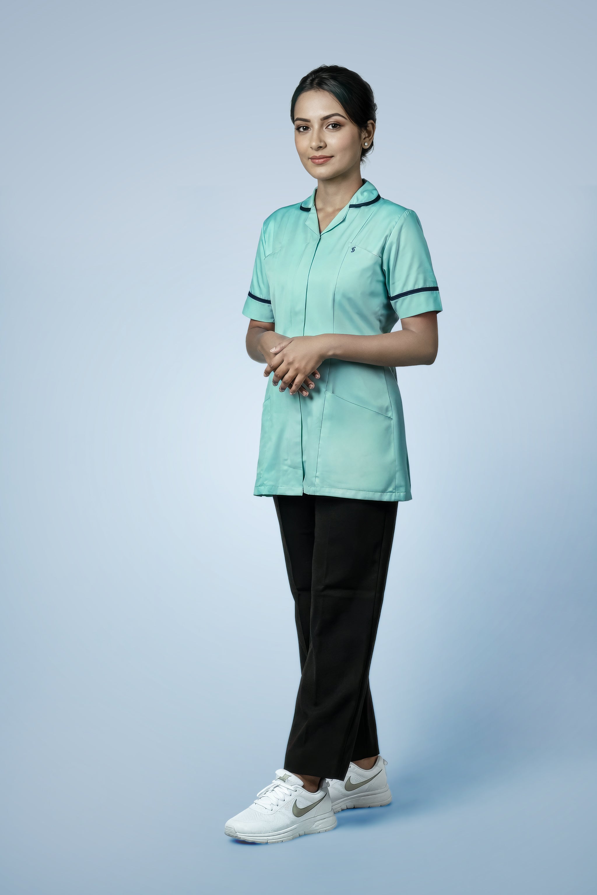 Merton Classic Tunic - Aqua & Navy Blue