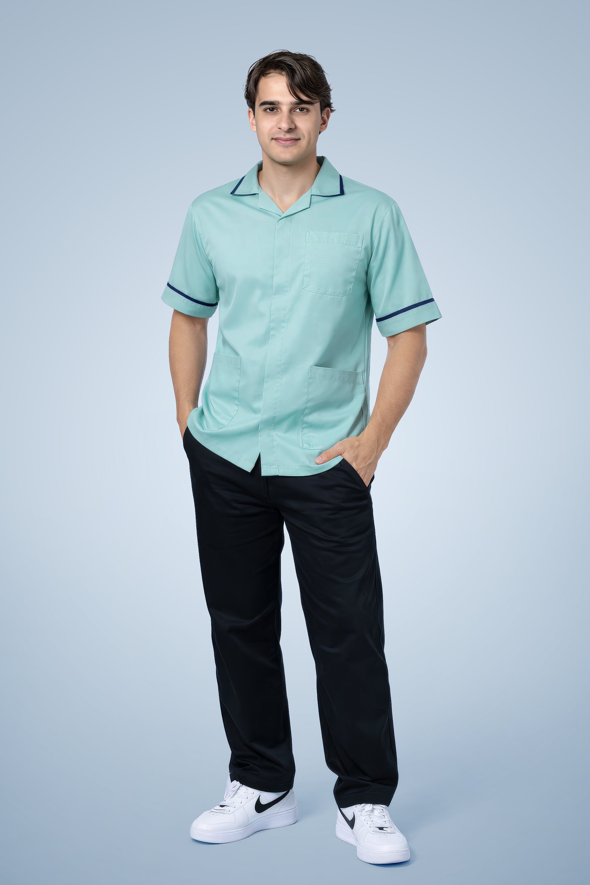 Clerkenwell Classic Tunic - Aqua & Navy Blue