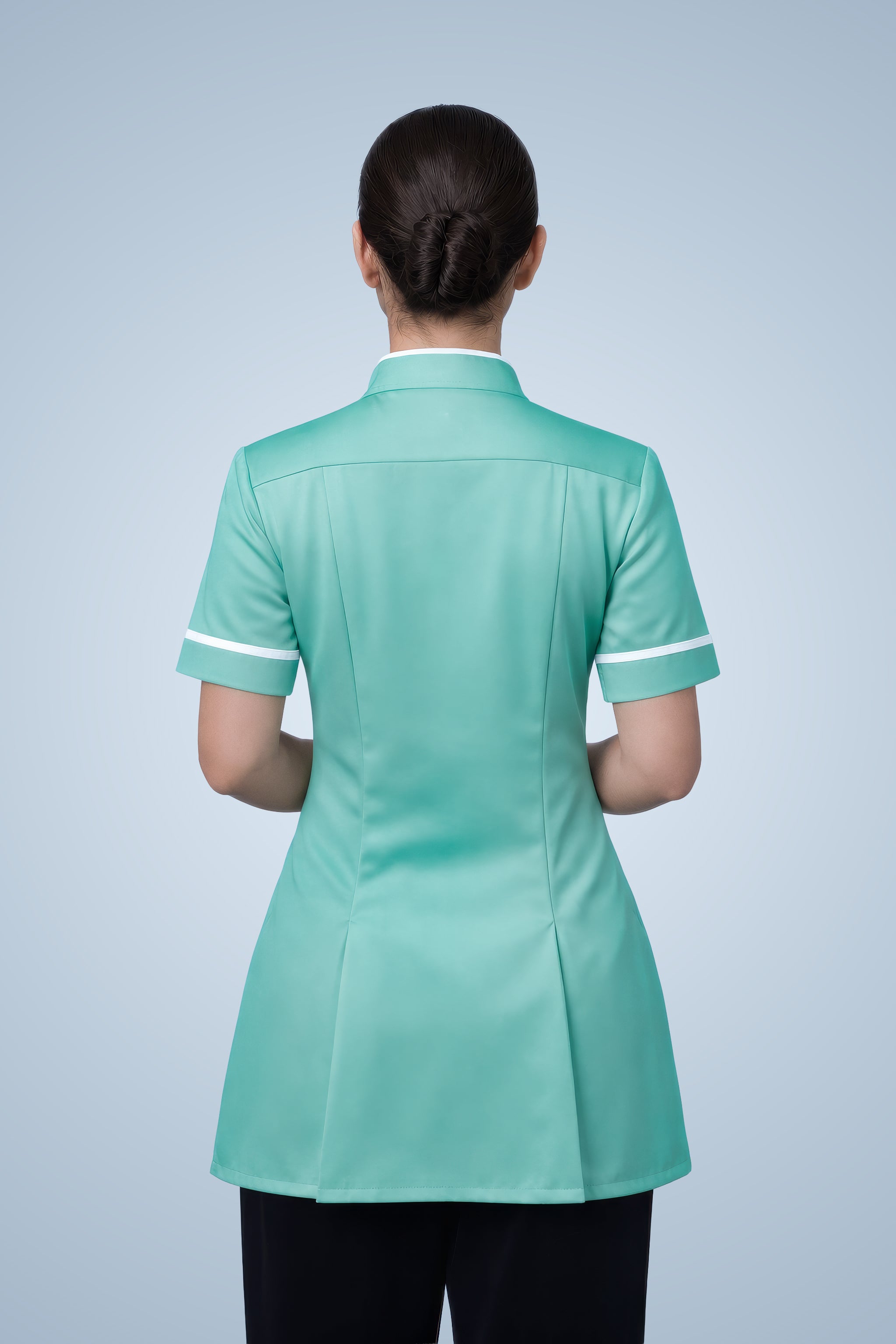 Brockley Mandarin Tunic - Aqua & White