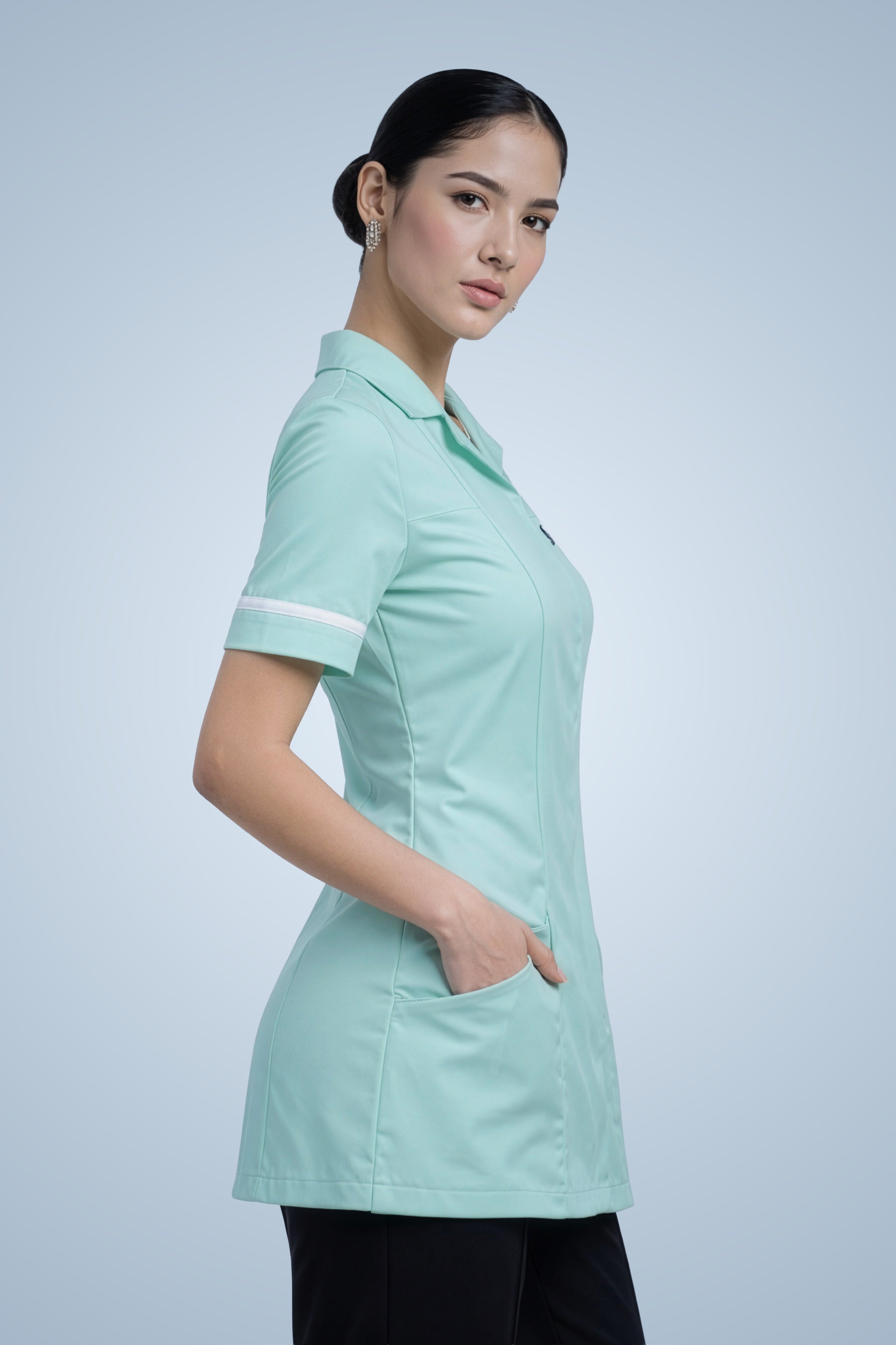 Leyton Classic Tunic - Aqua & White