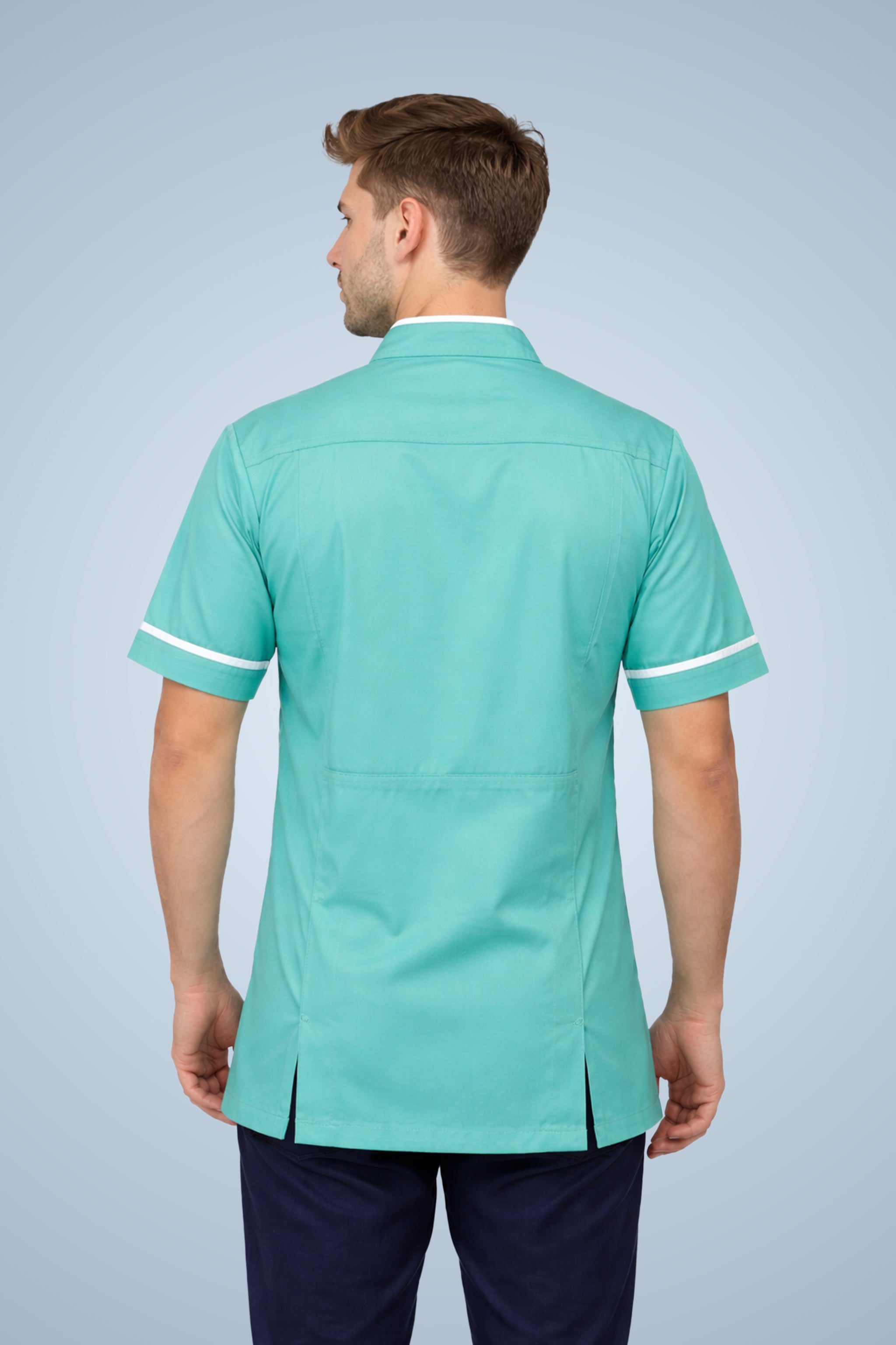 Woolwich Mandarin Tunic - Aqua & White