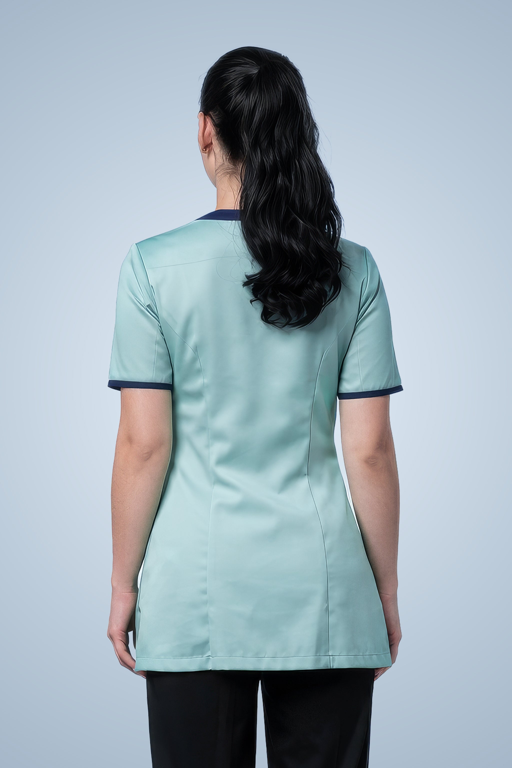 Belgravia Asymmetrical Tunic - Aqua & Navy Blue
