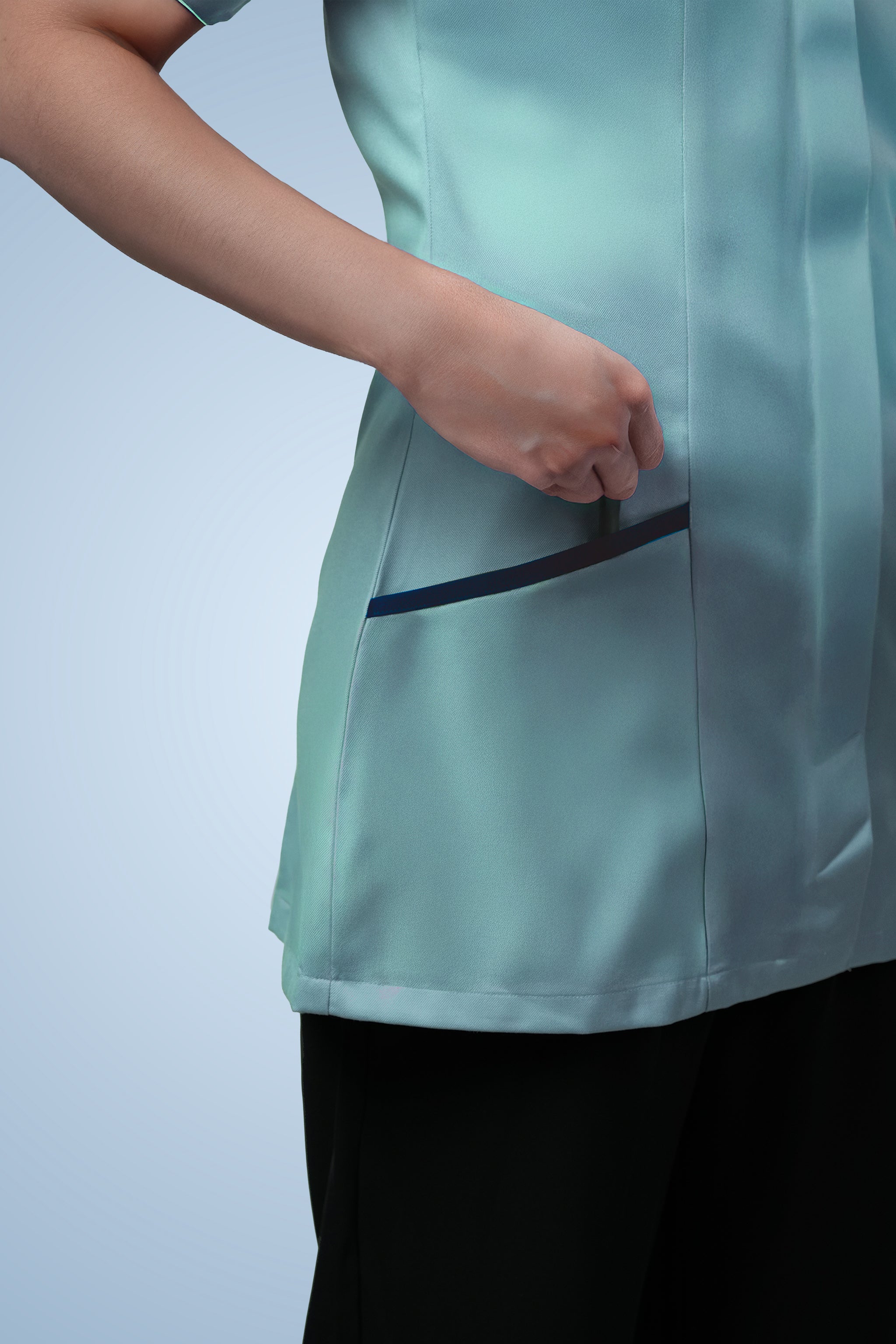 Belgravia Asymmetrical Tunic - Aqua & Navy Blue