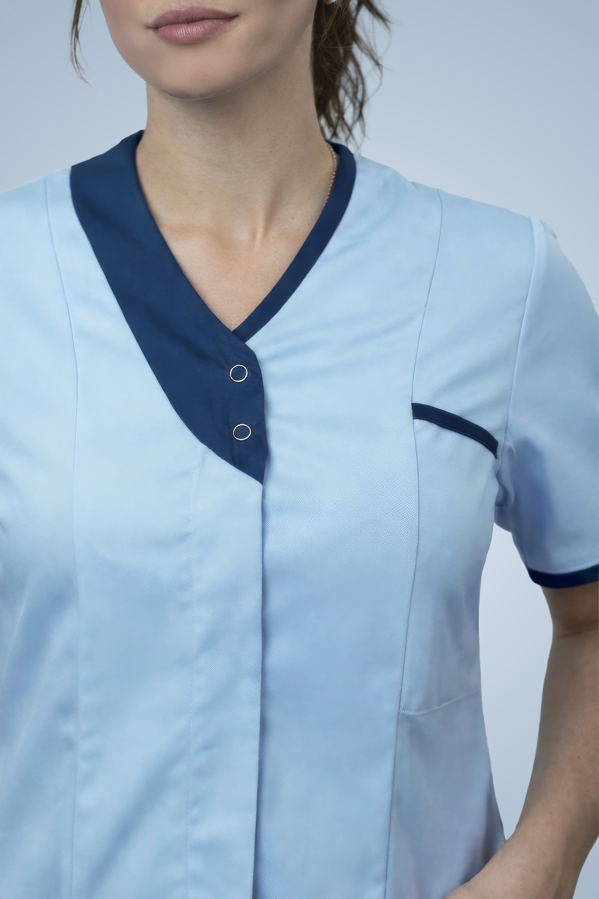 Belgravia Asymmetrical Tunic - Sky Blue & Navy Blue