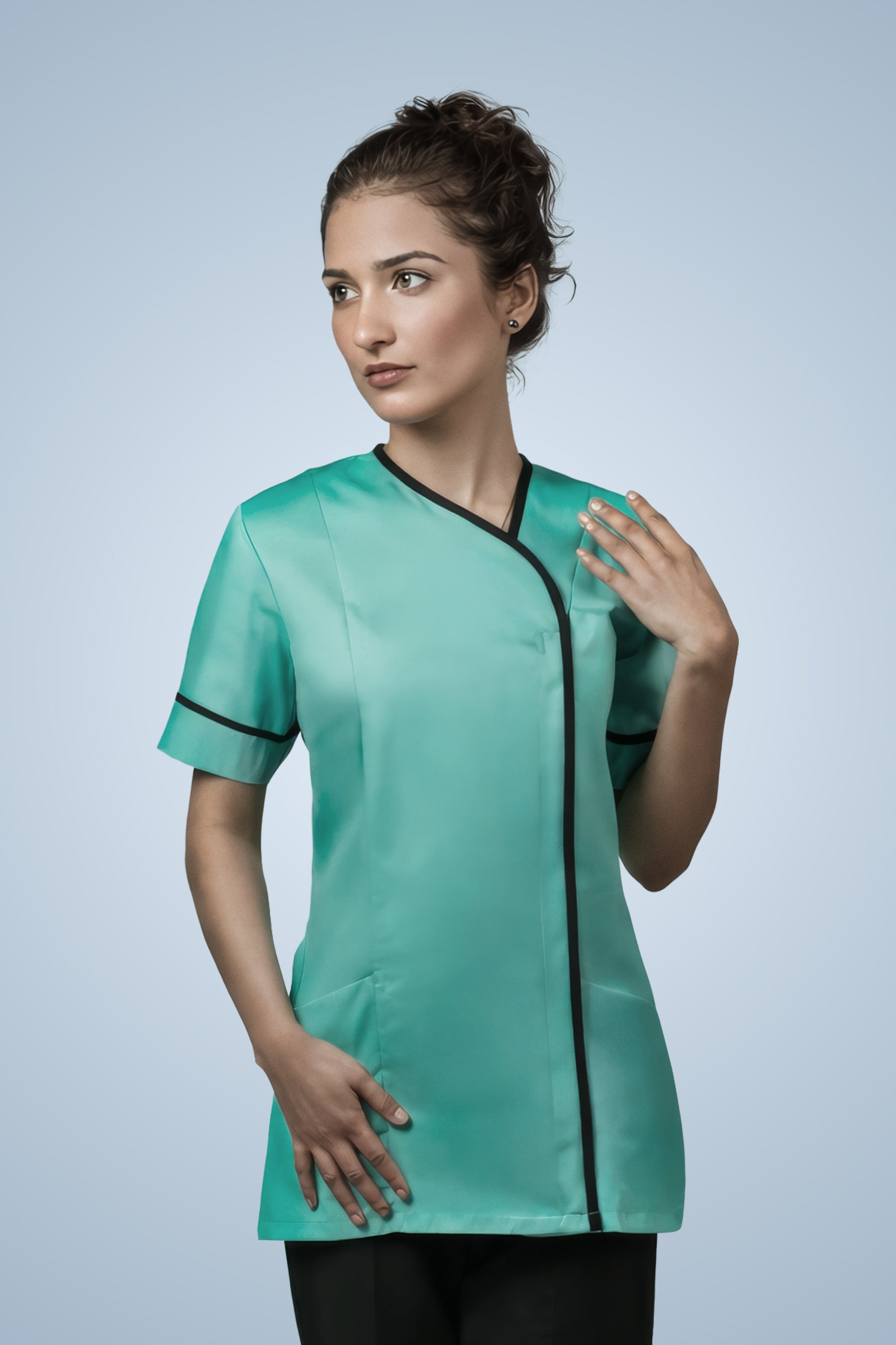 Lambeth Asymmetric Tunic - Aqua & Navy Blue