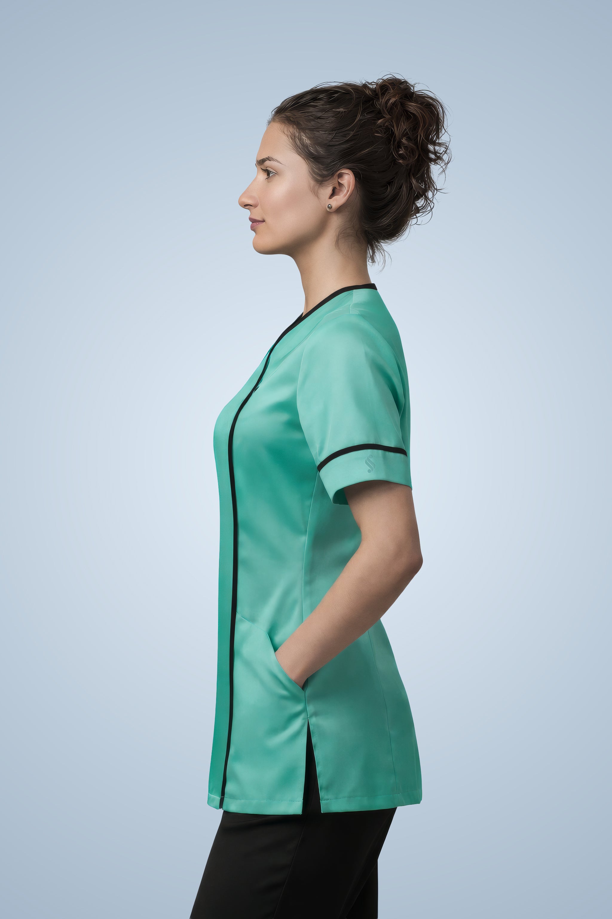 Lambeth Asymmetric Tunic - Aqua & Navy Blue