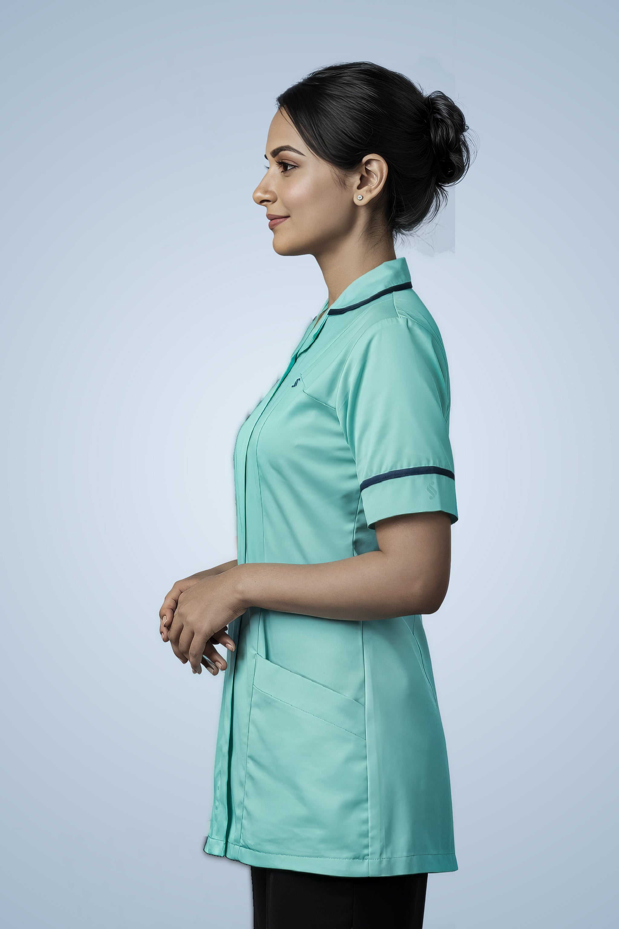 Merton Classic Tunic - Aqua & Navy Blue