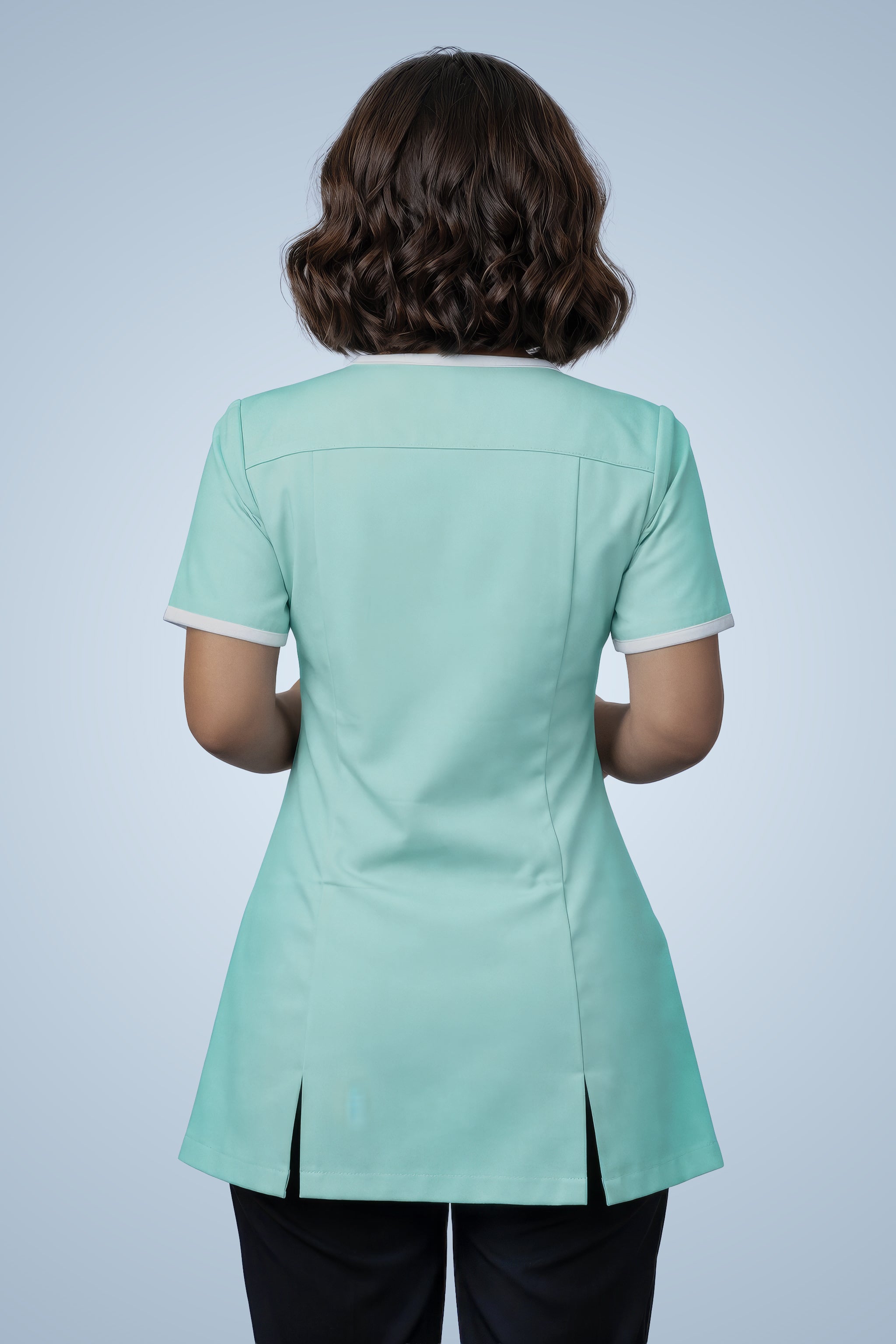 Belgravia Asymmetrical Tunic - Aqua & White