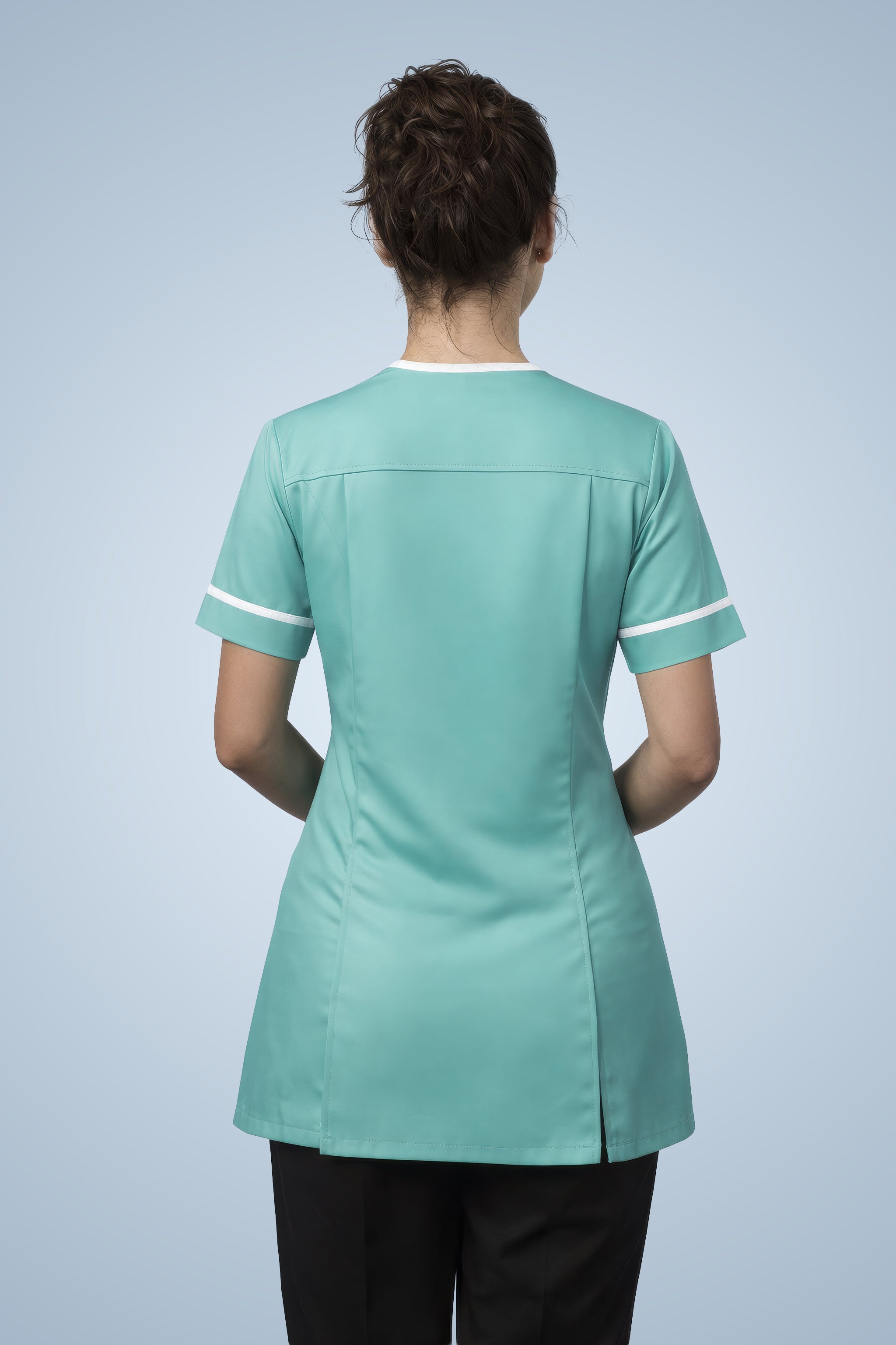 Lambeth Asymmetric Tunic - Aqua & White