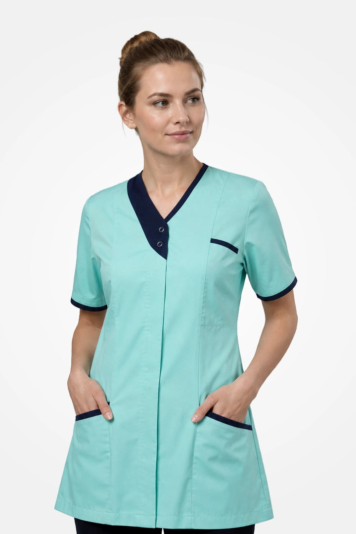 Belgravia Asymmetrical Tunic - Aqua & Navy Blue