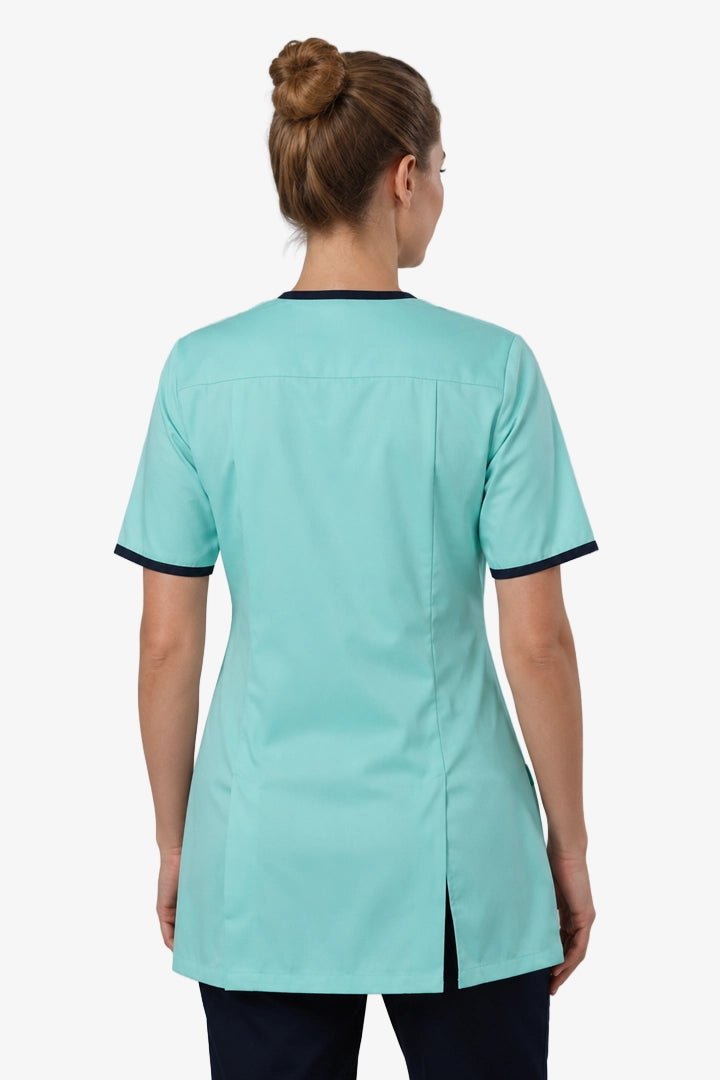 Belgravia Asymmetrical Tunic - Aqua & Navy Blue