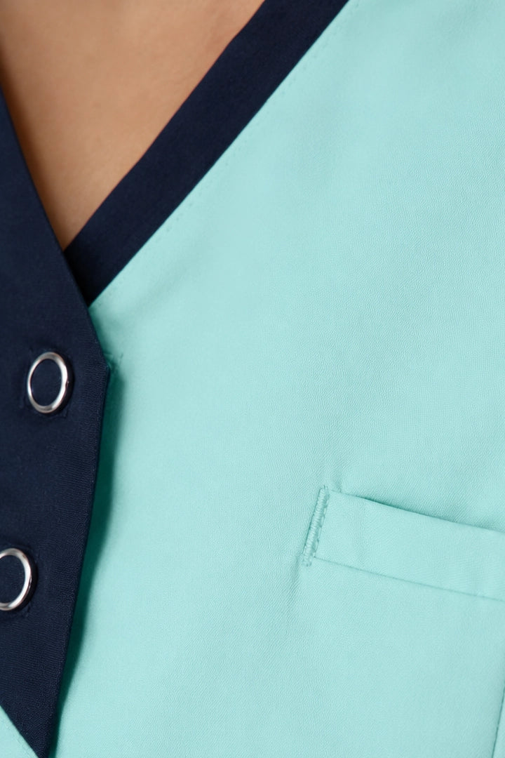 Belgravia Asymmetrical Tunic - Aqua & Navy Blue