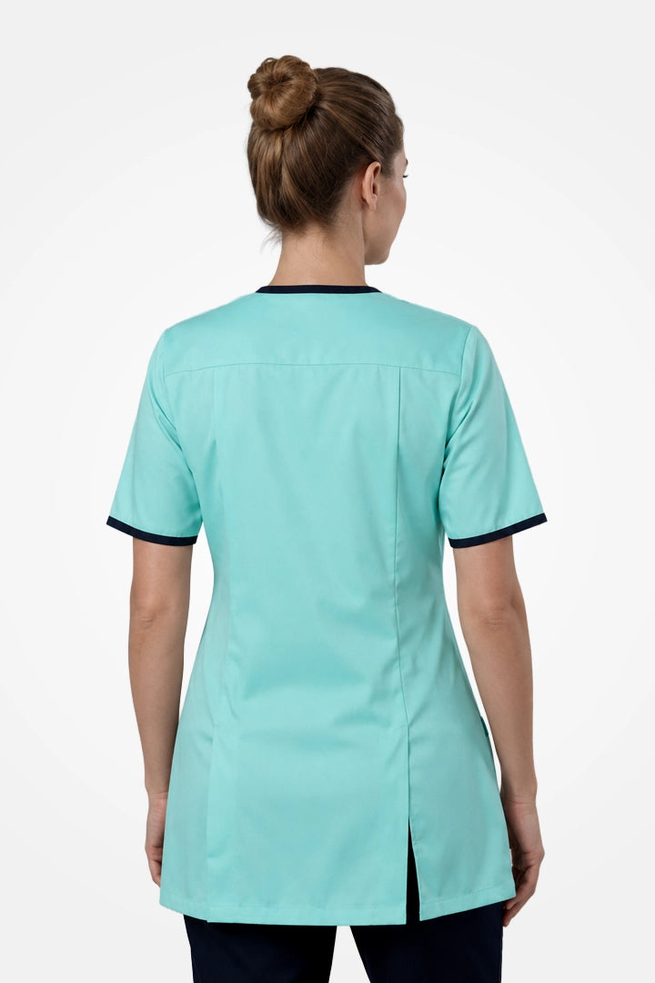 Belgravia Asymmetrical Tunic - Aqua & Navy Blue