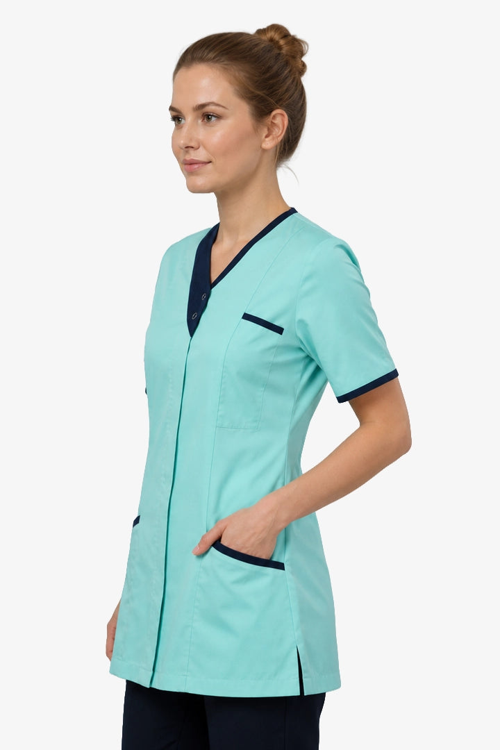 Belgravia Asymmetrical Tunic - Aqua & Navy Blue