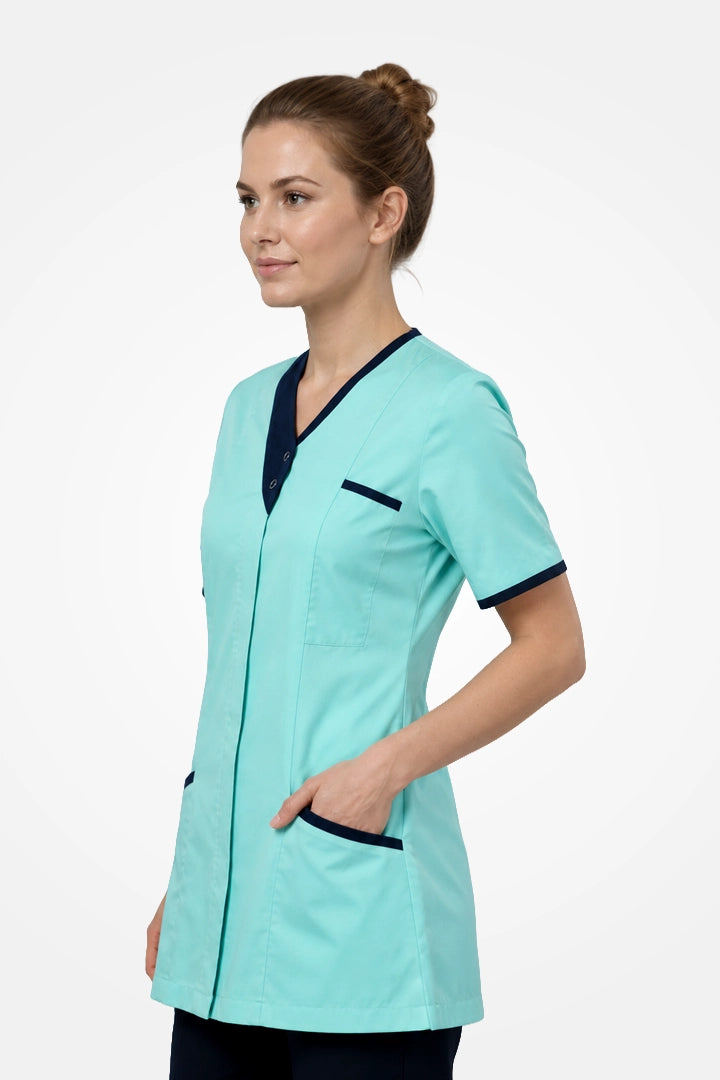 Belgravia Asymmetrical Tunic - Aqua & Navy Blue
