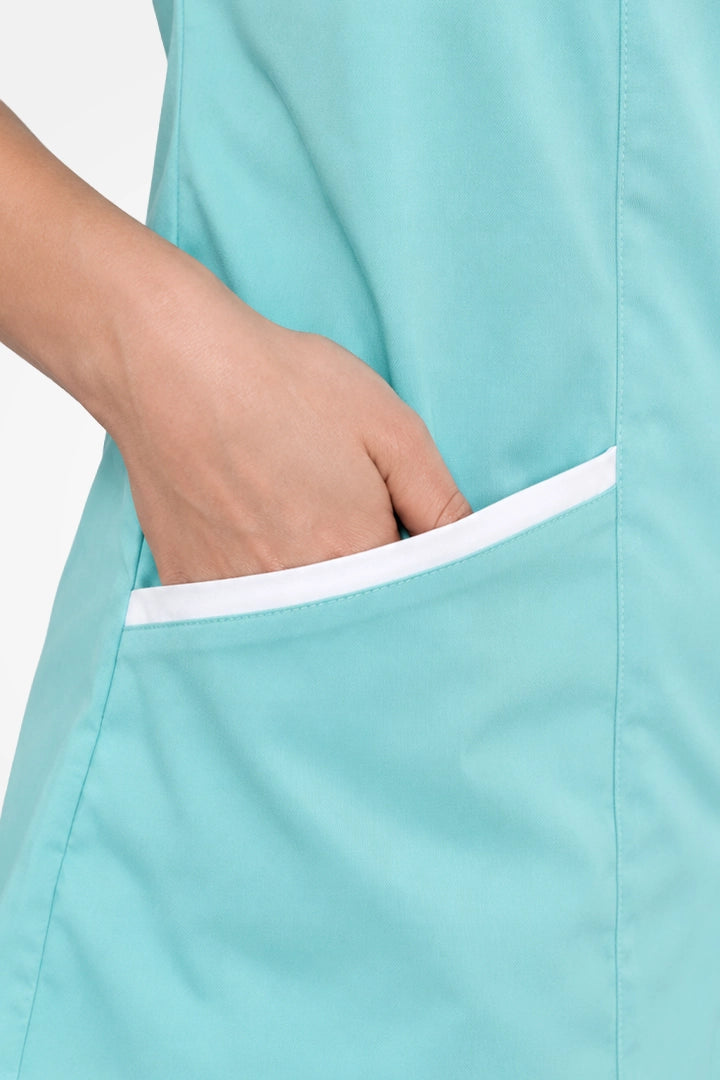 Belgravia Asymmetrical Tunic - Aqua & White