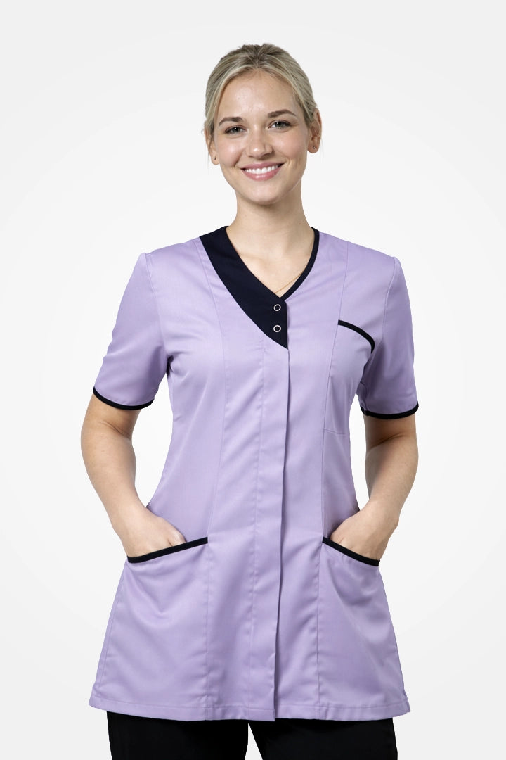 Belgravia Asymmetrical Tunic - Lilac & Navy Blue