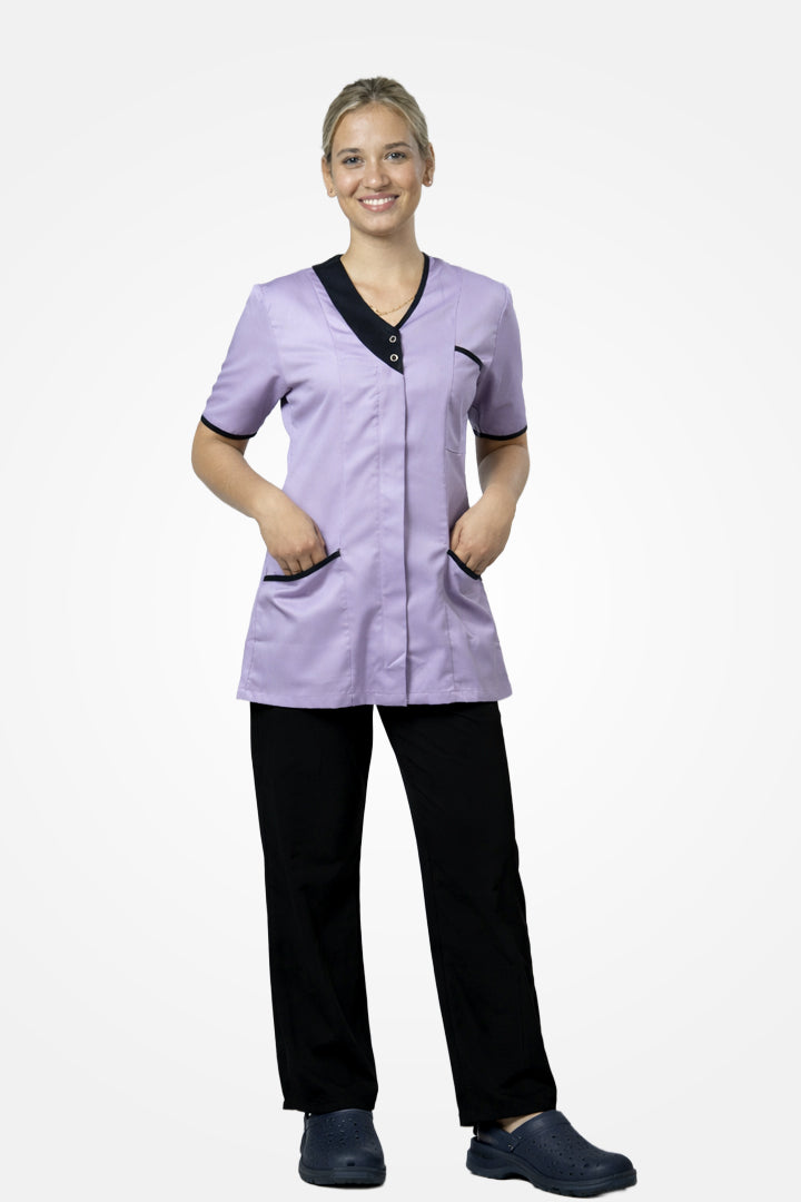 Belgravia Asymmetrical Tunic - Lilac & Navy Blue