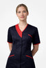 Belgravia Asymmetrical Tunic - Navy Blue & Red