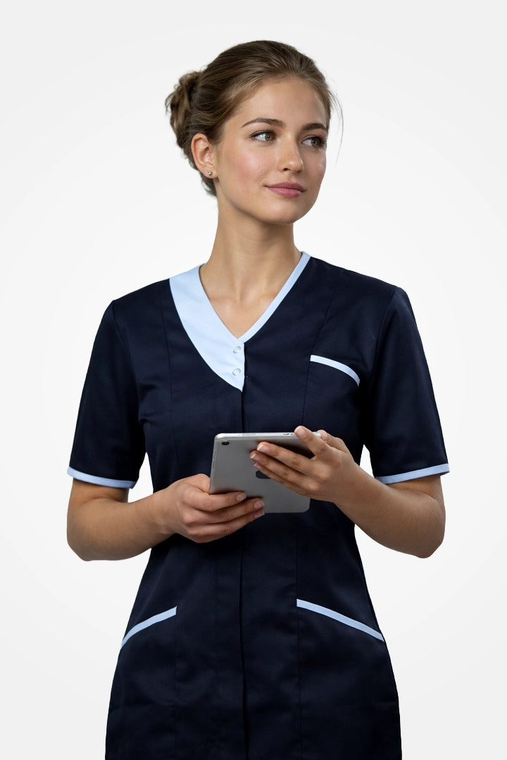 Belgravia Asymmetrical Tunic - Navy Blue & Sky Blue