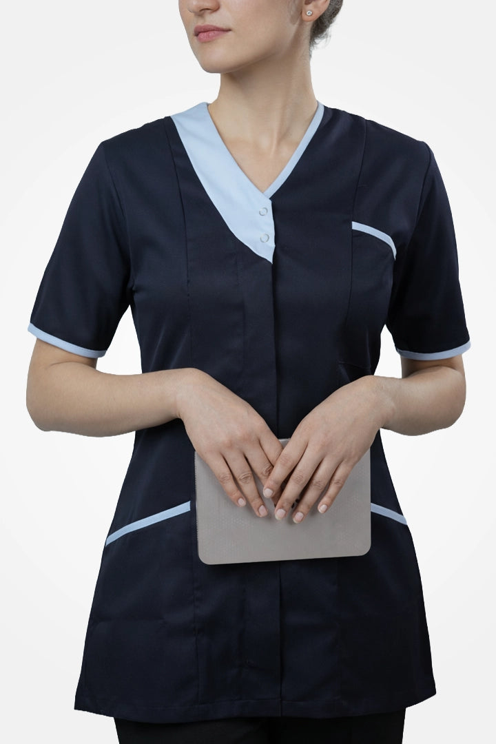 Belgravia Asymmetrical Tunic - Navy Blue & Sky Blue