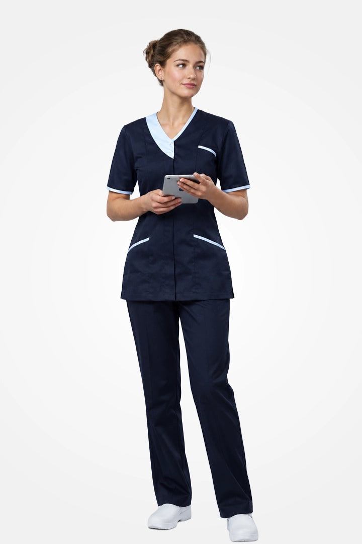 Belgravia Asymmetrical Tunic - Navy Blue & Sky Blue