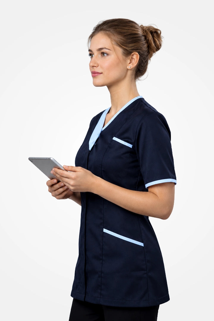 Belgravia Asymmetrical Tunic - Navy Blue & Sky Blue