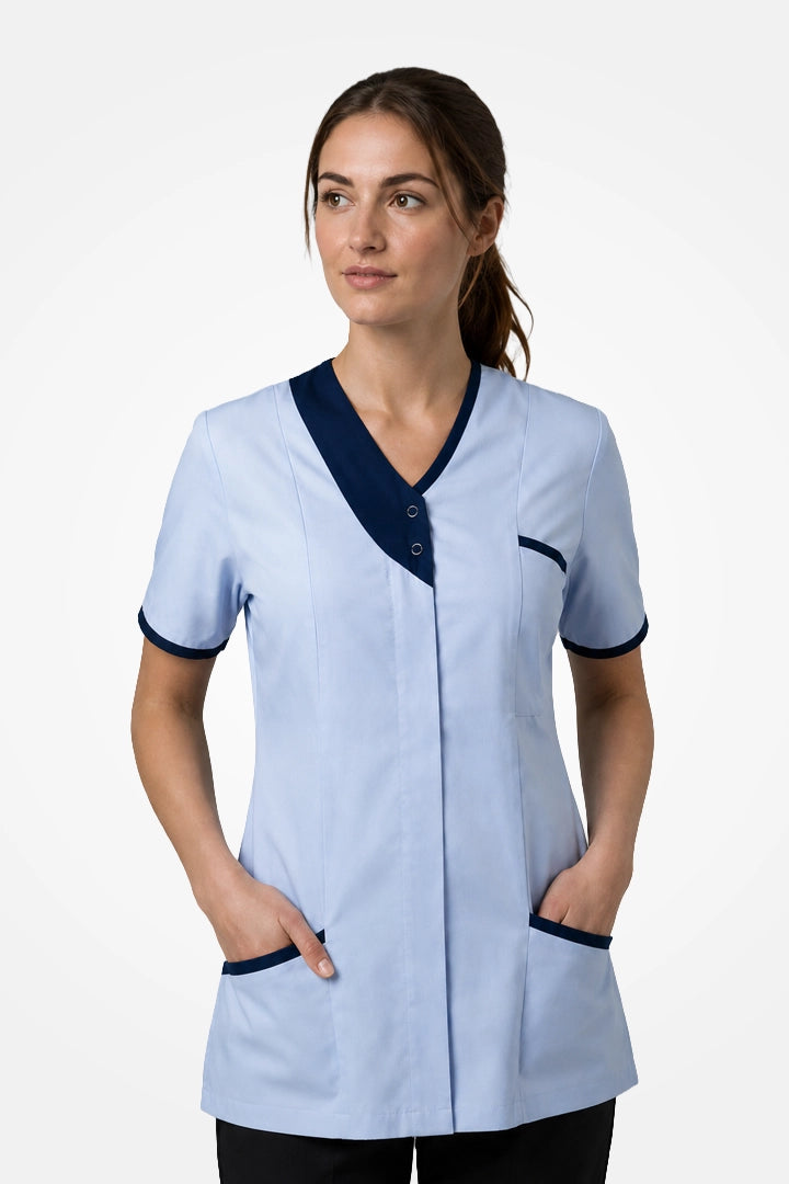 Belgravia Asymmetrical Tunic - Sky Blue & Navy Blue
