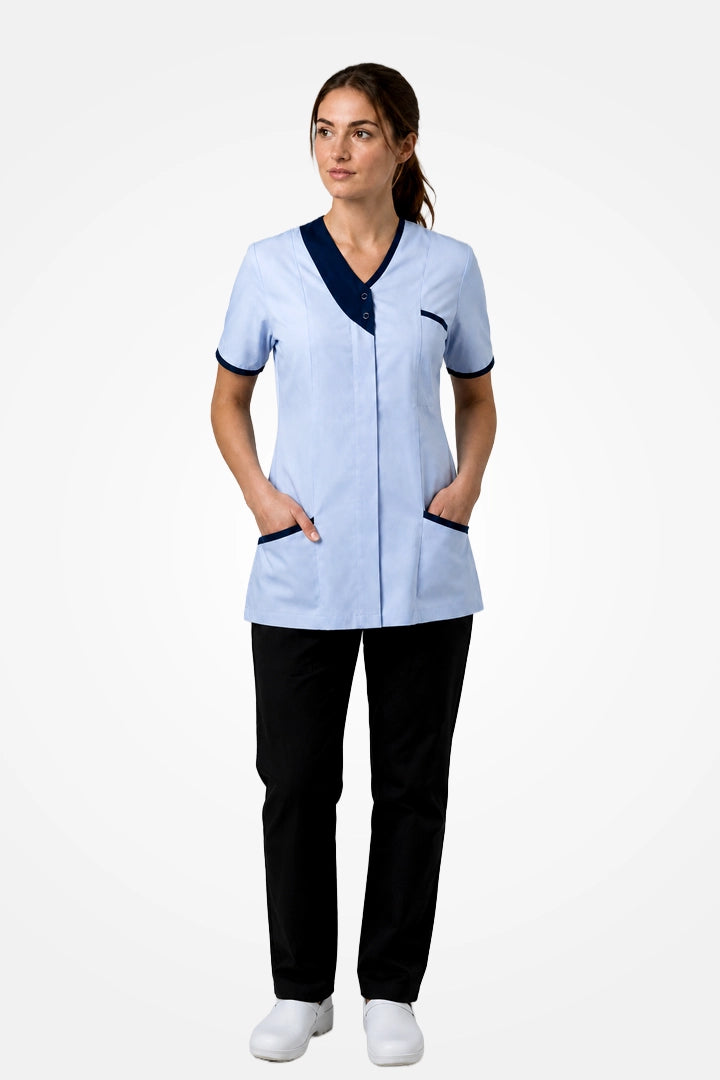 Belgravia Asymmetrical Tunic - Sky Blue & Navy Blue