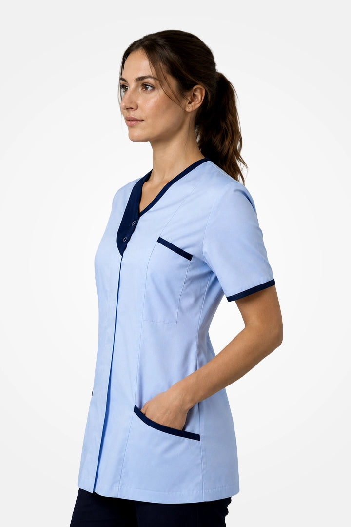 Belgravia Asymmetrical Tunic - Sky Blue & Navy Blue