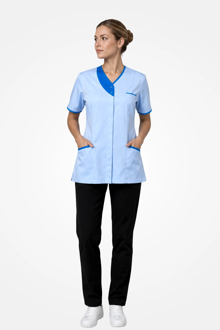 Belgravia Asymmetrical Tunic - Sky Blue & Teal Blue