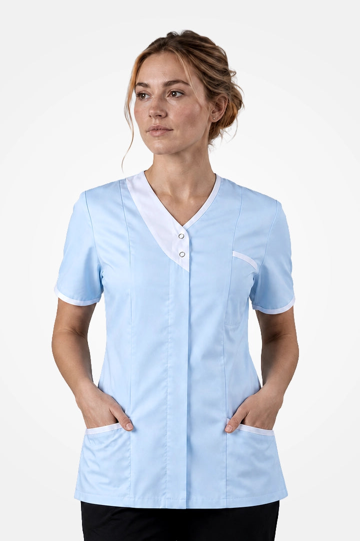 Belgravia Asymmetrical Tunic - Sky Blue & White