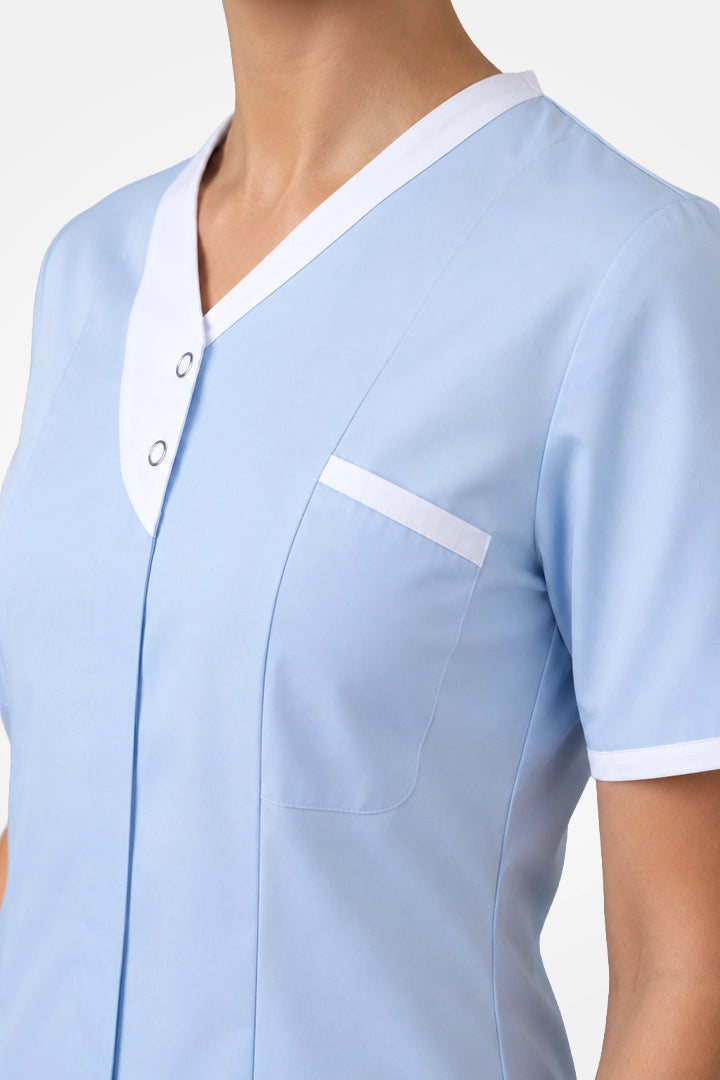 Belgravia Asymmetrical Tunic - Sky Blue & White