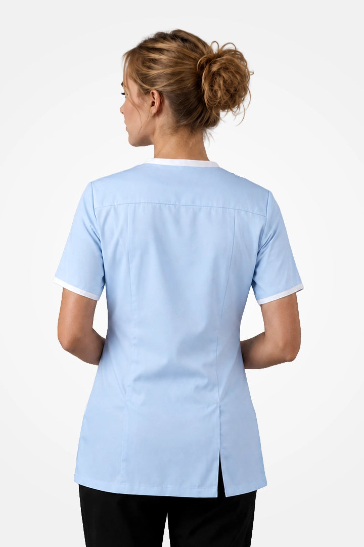 Belgravia Asymmetrical Tunic - Sky Blue & White