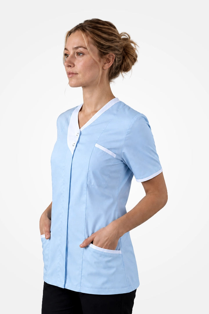 Belgravia Asymmetrical Tunic - Sky Blue & White