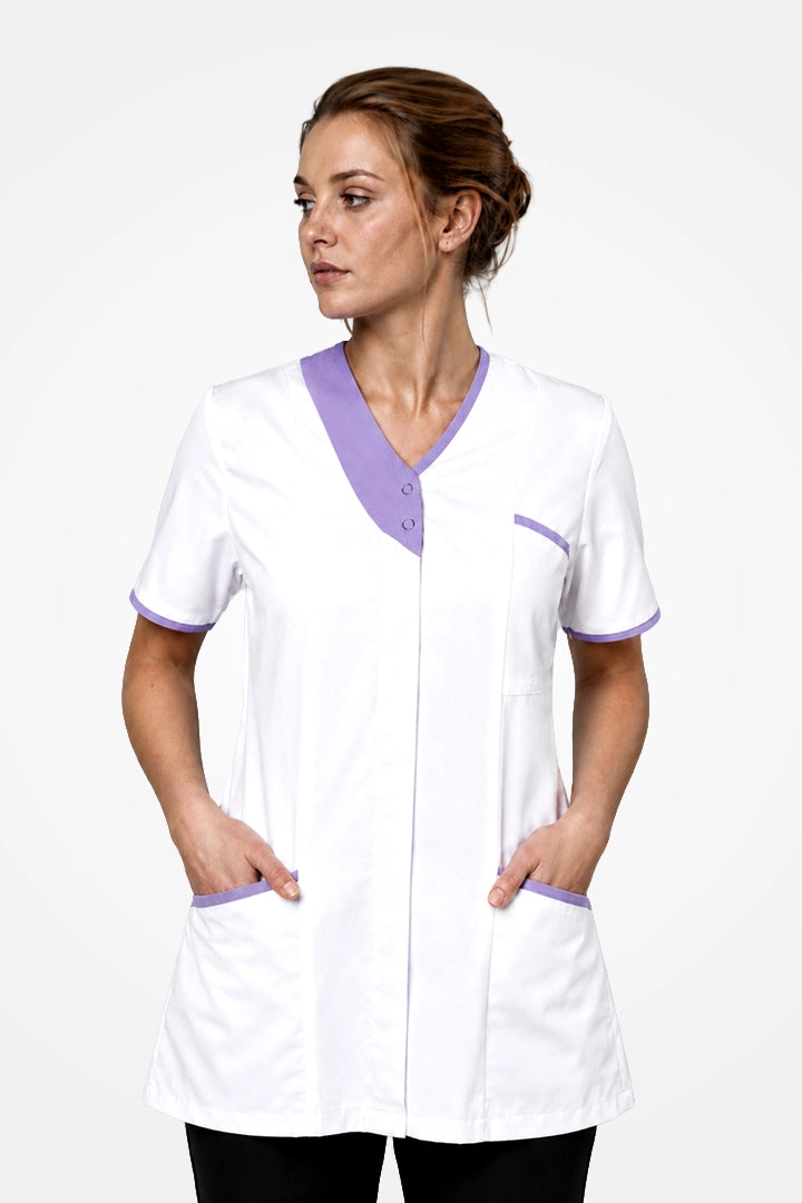 Belgravia Asymmetrical Tunic - White & Lilac