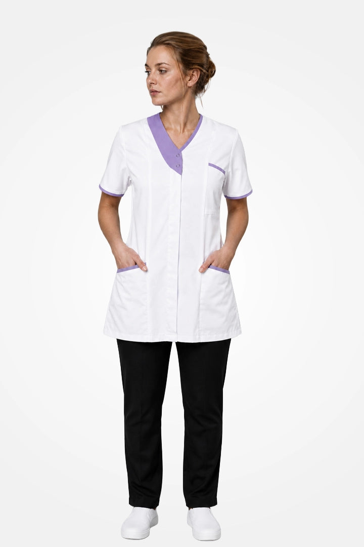 Belgravia Asymmetrical Tunic - White & Lilac