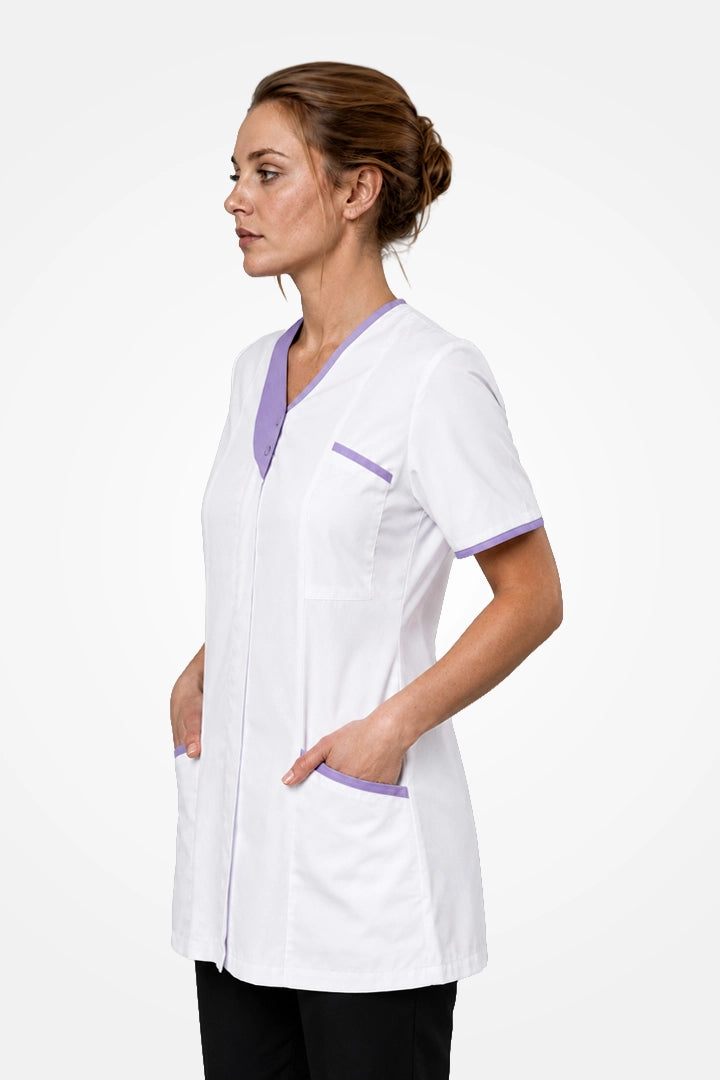 Belgravia Asymmetrical Tunic - White & Lilac