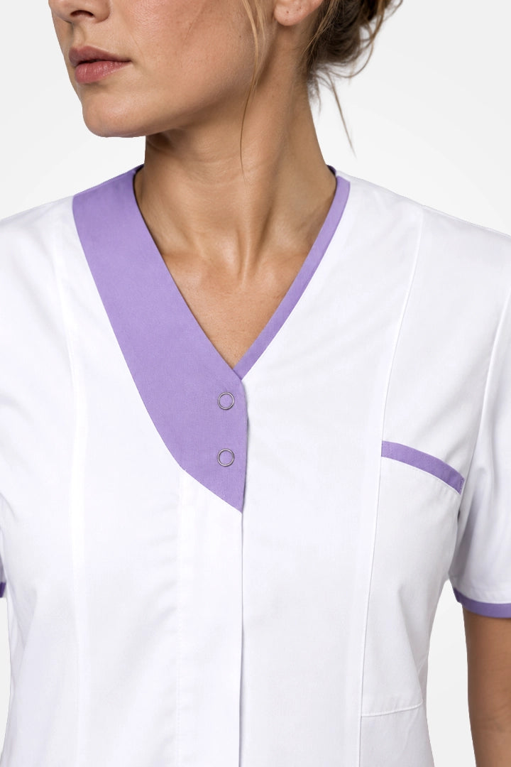 Belgravia Asymmetrical Tunic - White & Lilac