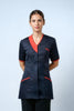 Belgravia Asymmetrical Tunic - Navy Blue & Red