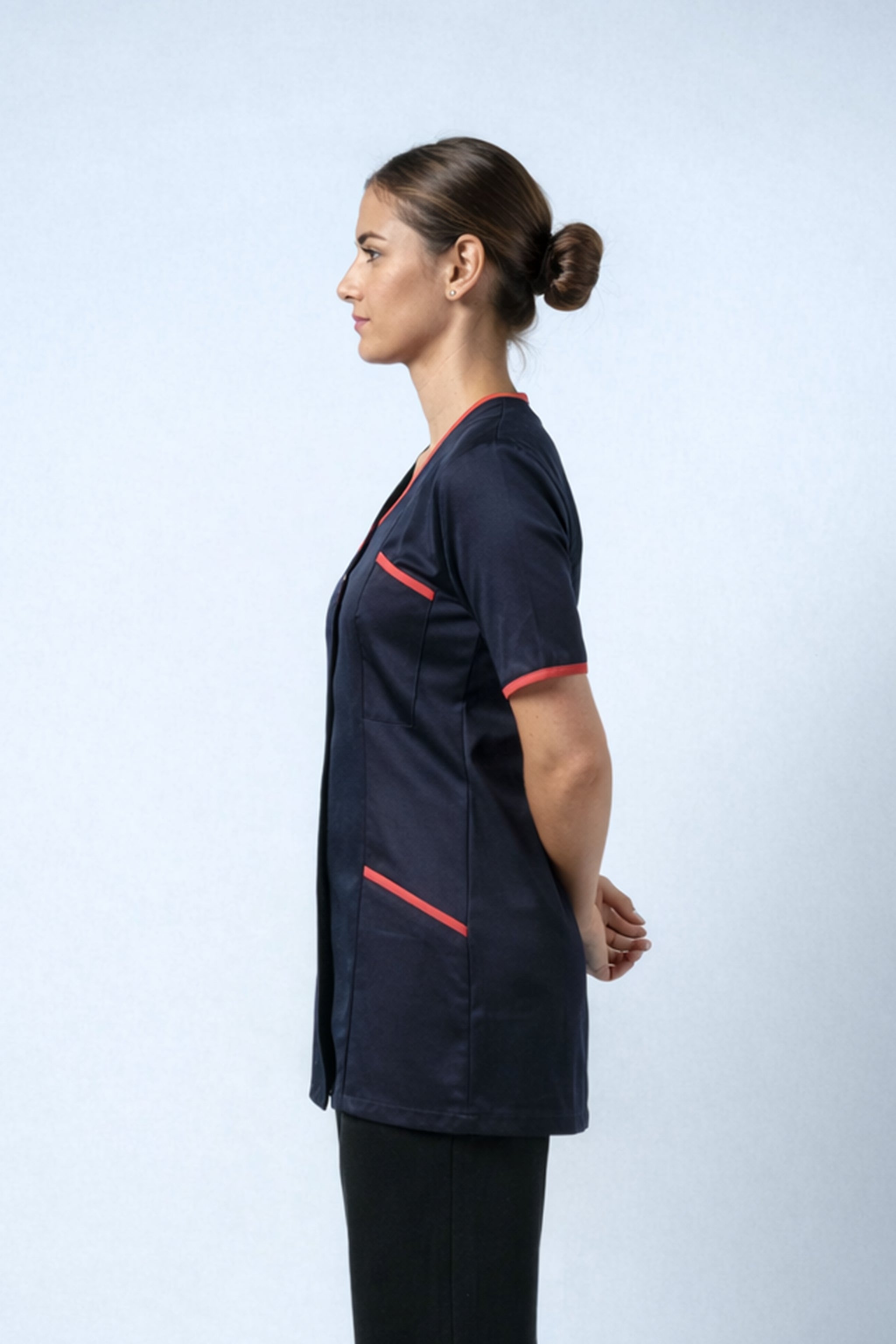 Belgravia Asymmetrical Tunic - Navy Blue & Red