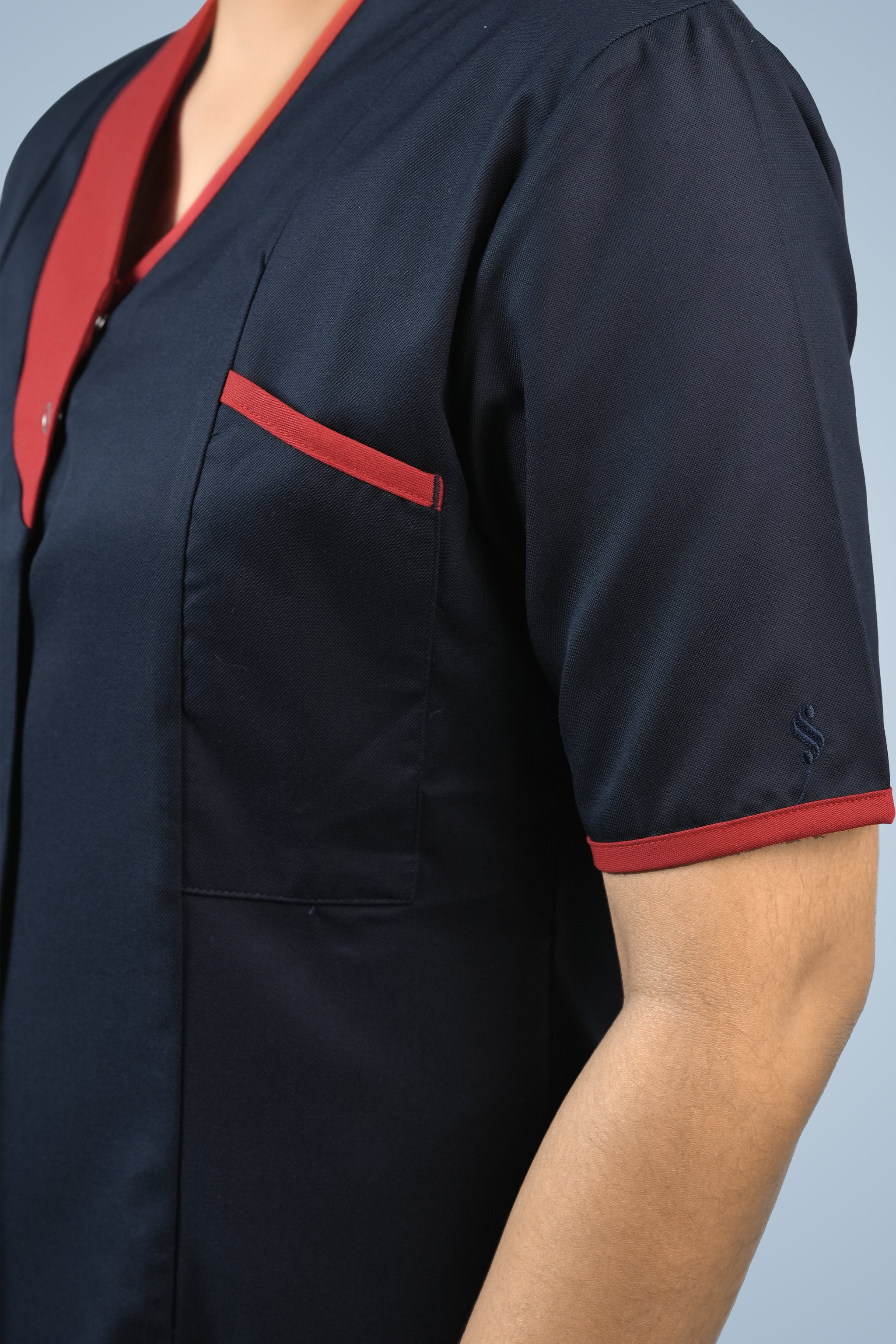 Belgravia Asymmetrical Tunic - Navy Blue & Red