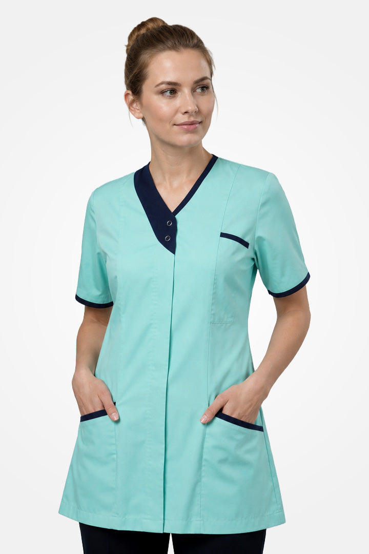 Belgravia Asymmetrical Tunic - Aqua & Navy Blue