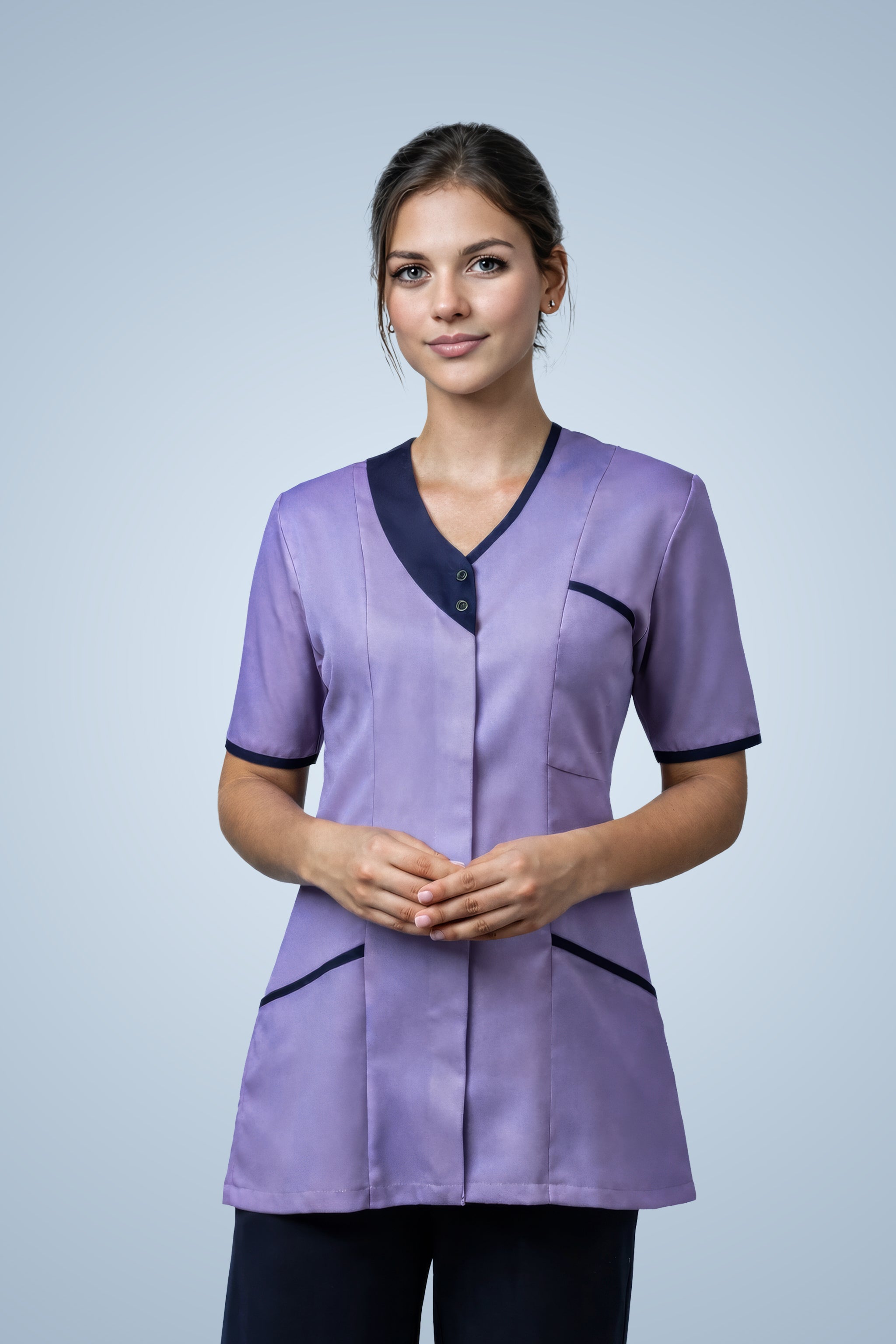Belgravia Asymmetrical Tunic - Lilac & Navy Blue