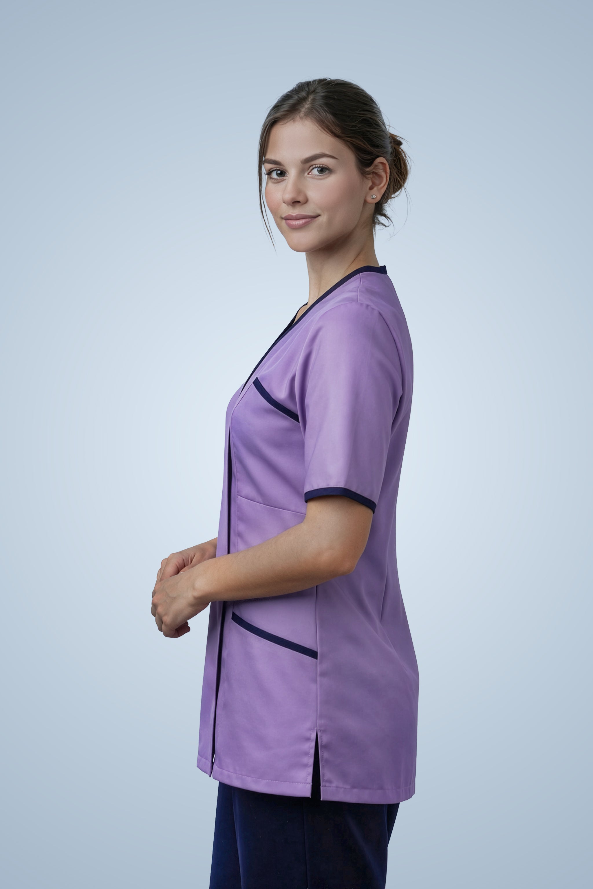 Belgravia Asymmetrical Tunic - Lilac & Navy Blue