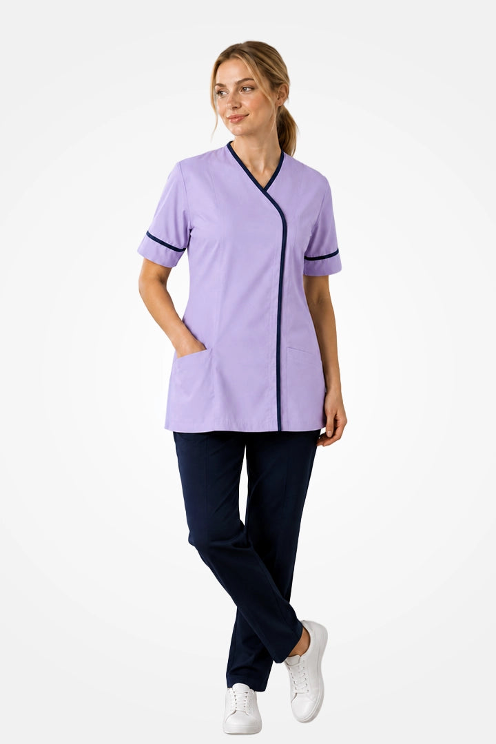 Lambeth Asymmetric Tunic - Lilac & Navy Blue