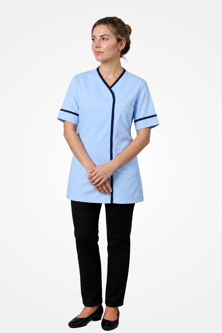 Lambeth Asymmetric Tunic - Sky Blue & Navy Blue
