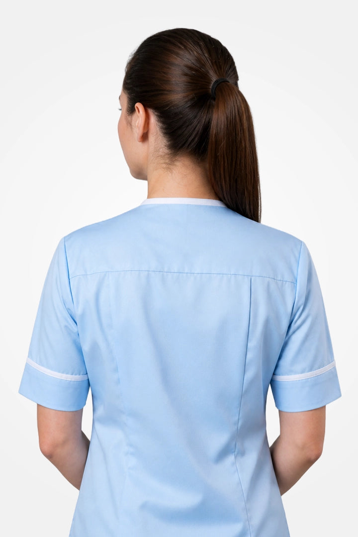 Lambeth Asymmetric Tunic - Sky & White