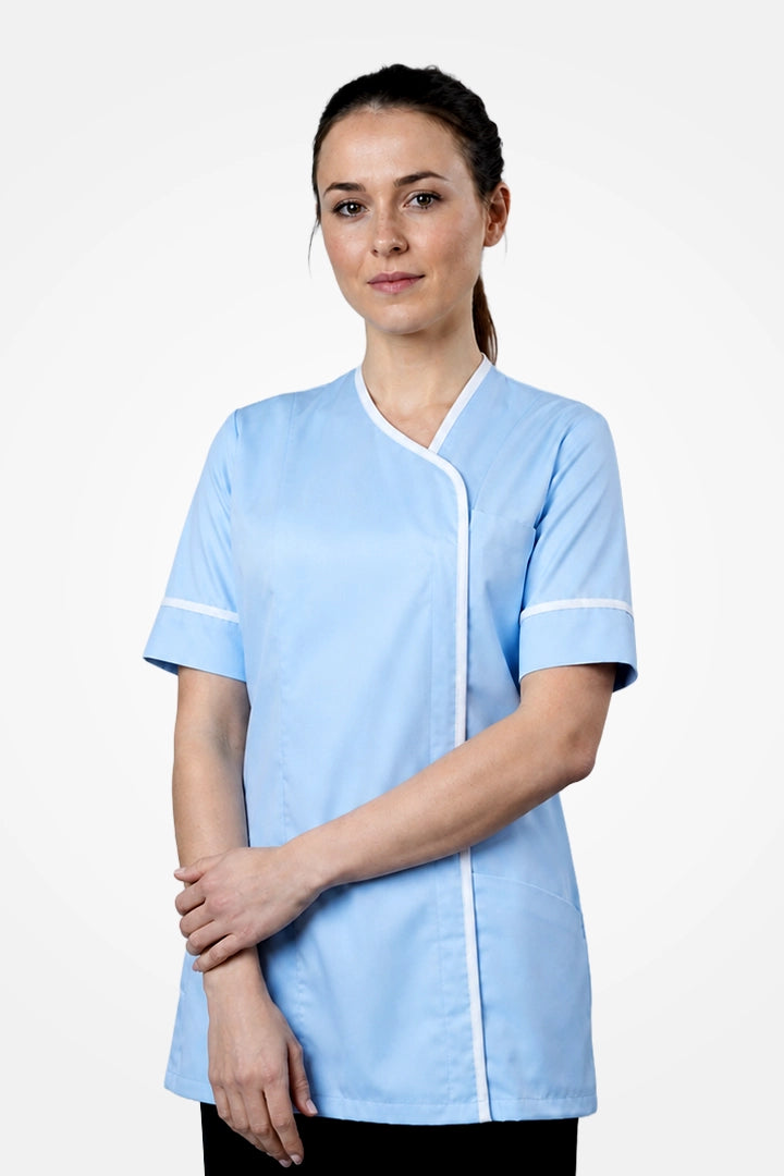 Lambeth Asymmetric Tunic - Sky & White